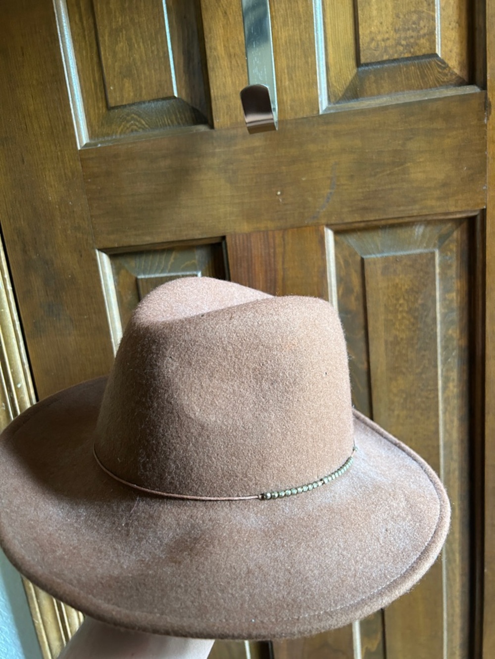Felt Wide-Brim Fedora Hat in Dusty Brown